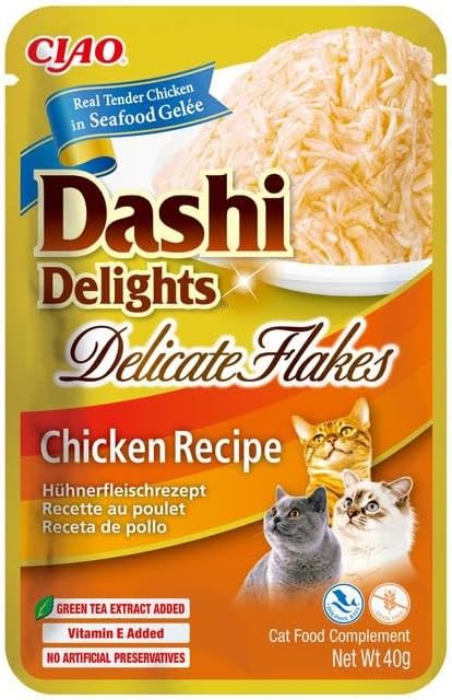 Inaba Dashi Delights Delicate Flakes Chicken Recipe Cat Treats 40G