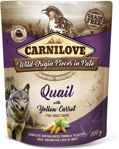 Carnilove Quail with Yellow Carrot for Adult Dogs (Wet Food Pouches) 300g