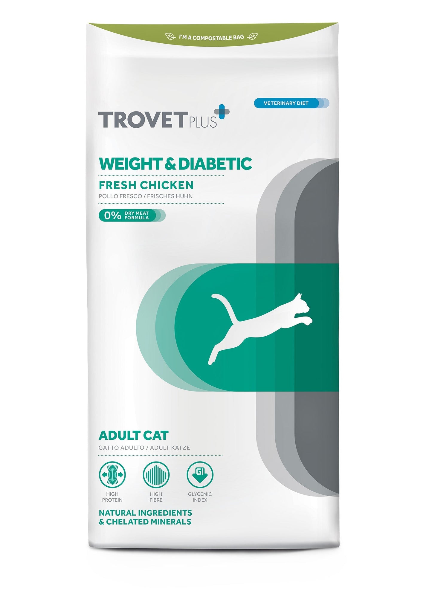 Trovet Plus Adult CAT Weight & Diabetes Chicken Veterinary Diets 2,5kg