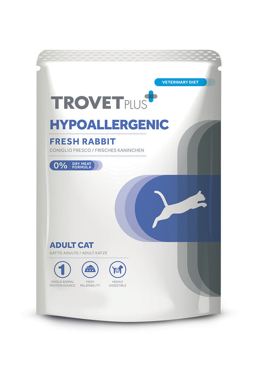 Trovet Plus Pouch Cat Hypoallergenic Rabbit Veterinary Diets Wet Food 85g