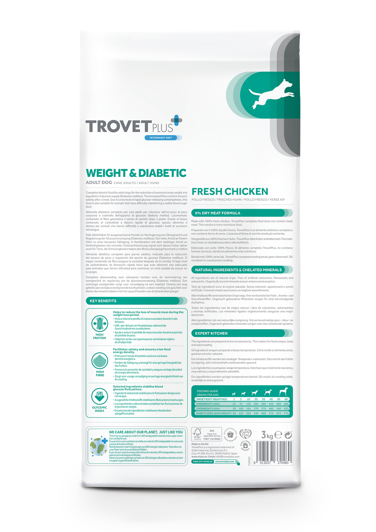 Trovet Plus Adult Dog Weight & Diabetic Chicken Veterinary Diets 3kg
