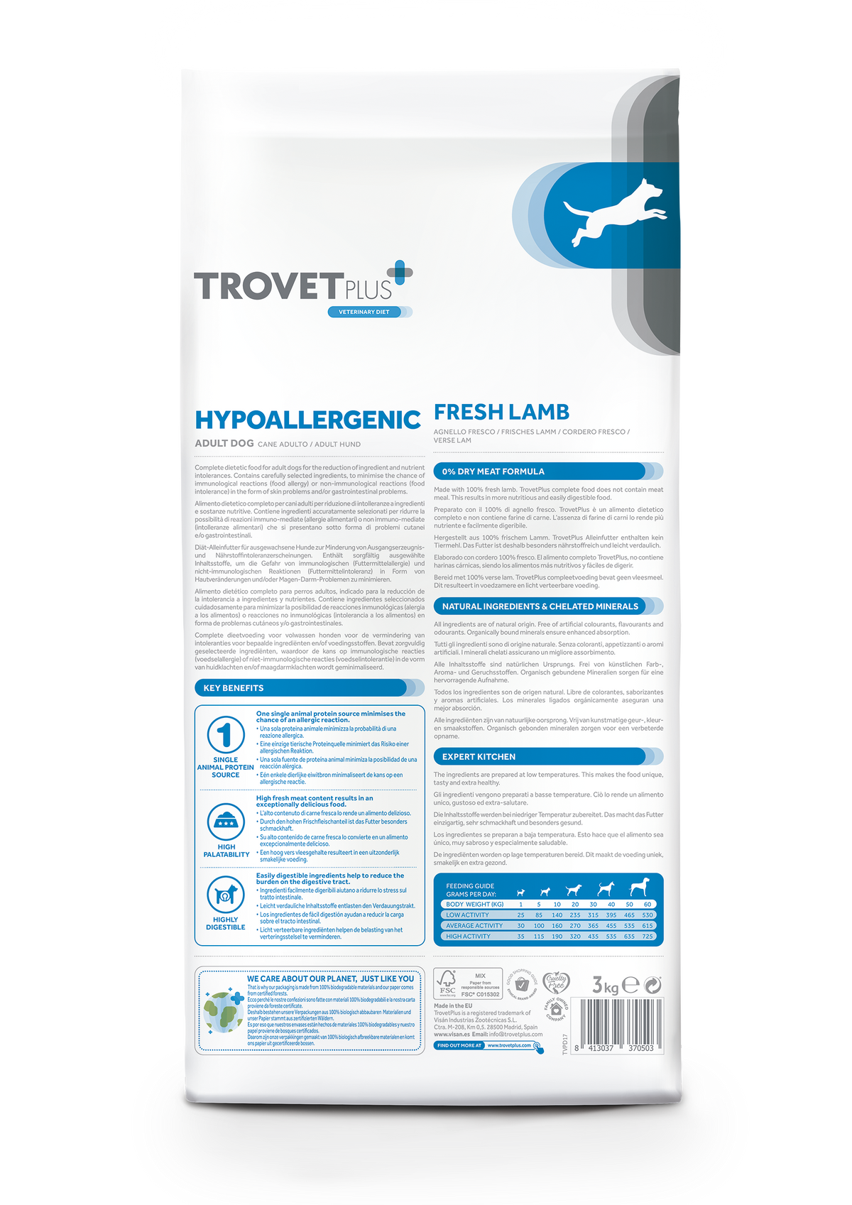 Trovet Plus Adult Dog Hypoallergenic Lamb Veterinary Diets 3kg