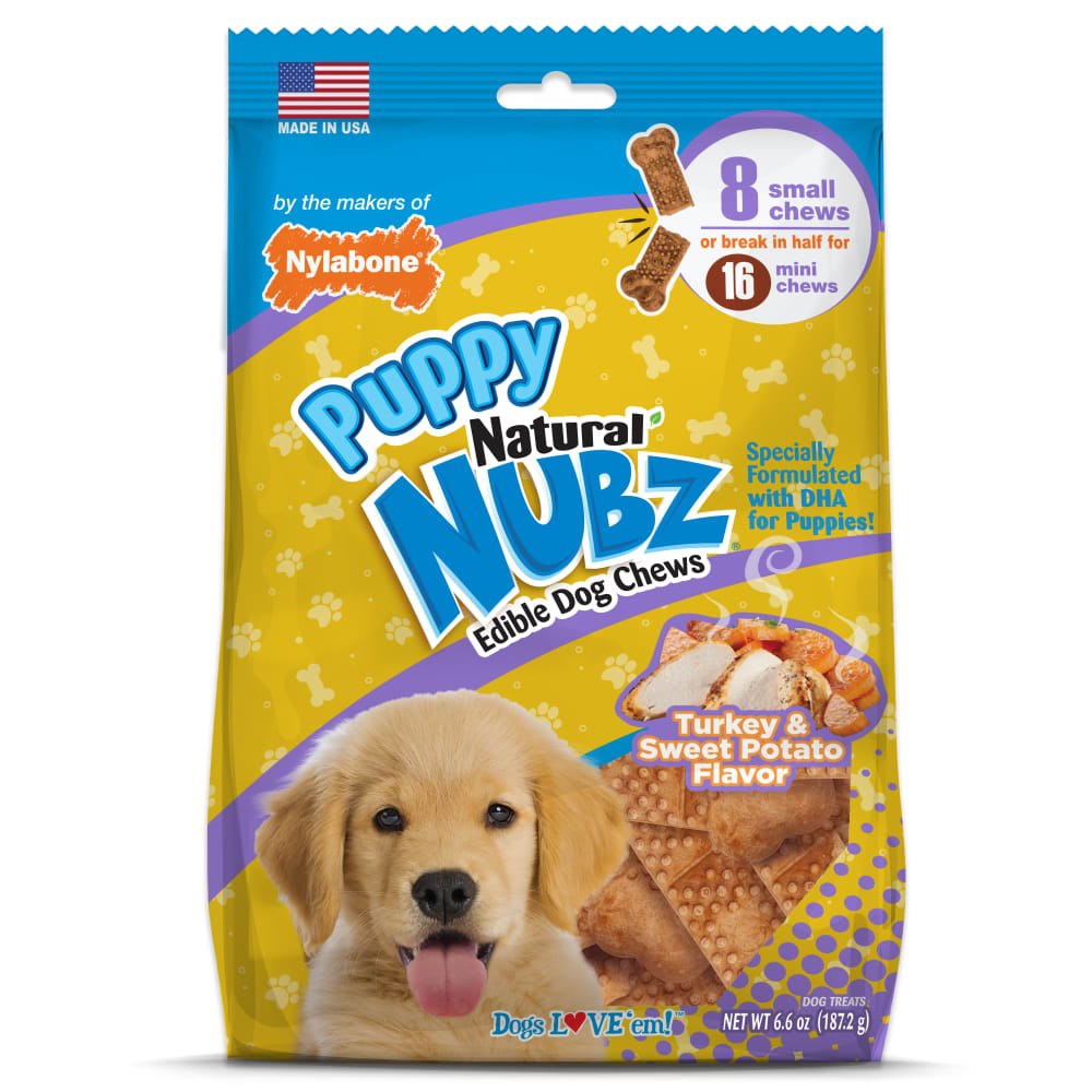 Nylabone Nubz Puppy Turkey & Sweet Potato 8-Count Small – Gentle Edible Puppy Treats UAE