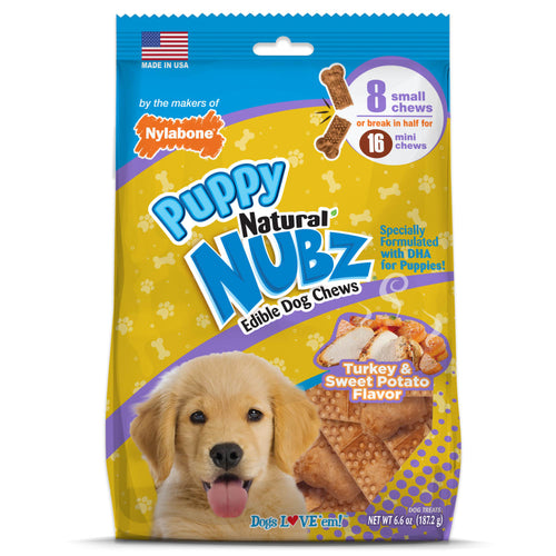 Nylabone Nubz Puppy Turkey & Sweet Potato 8-Count Small – Gentle Edible Puppy Treats UAE