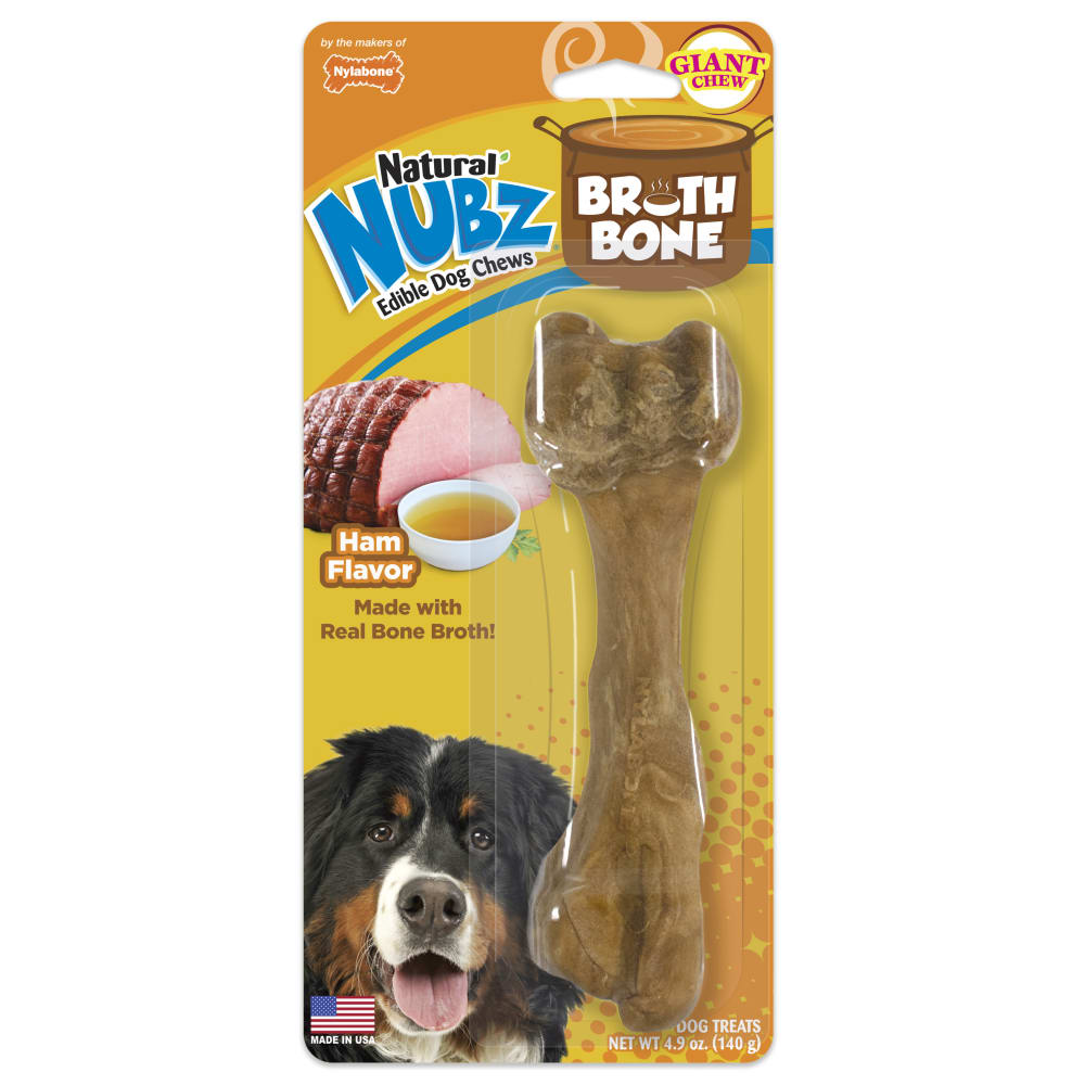 Nylabone Nubz Ham with Bone Broth 1-Count Giant – Premium Edible Ham Dog Treat UAE