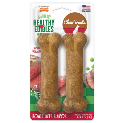 Nylabone Healthy Edibles Longer Lasting Roast Beef 2-Count Wolf – Large Dog Beef Treat UAE