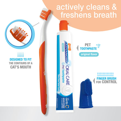 Nylabone Advanced Oral Care Cat Dental Kit – Cat Toothbrush & Toothpaste Set UAE