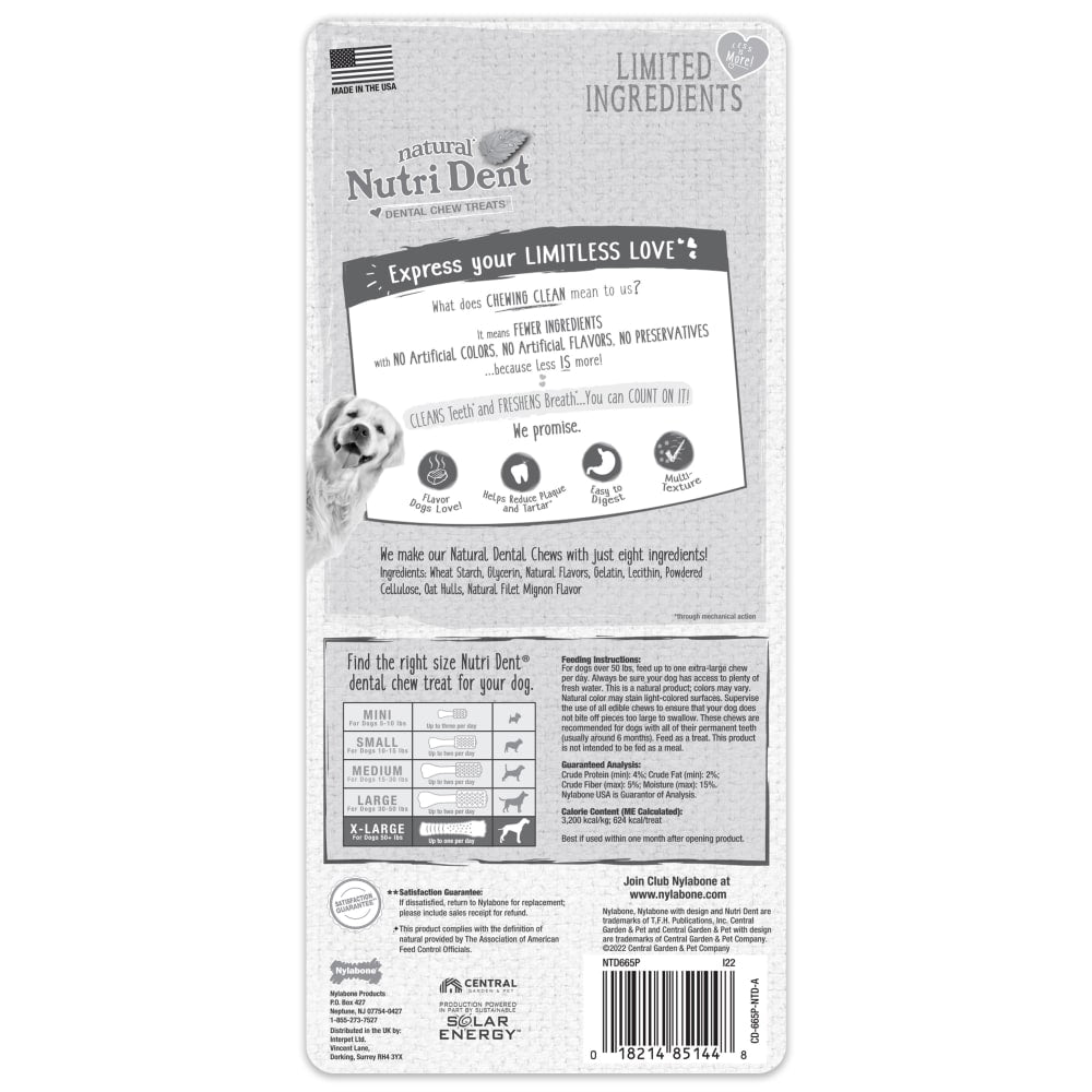 Nylabone Nutri Dent Filet Mignon Textured Edible Dog Dental Treat Souper – XL Dog Dental Chew UAE
