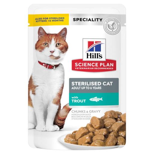 Hill’s Science Plan Sterilised Cat Adult Cat Wet Food With Trout Pouch 85g