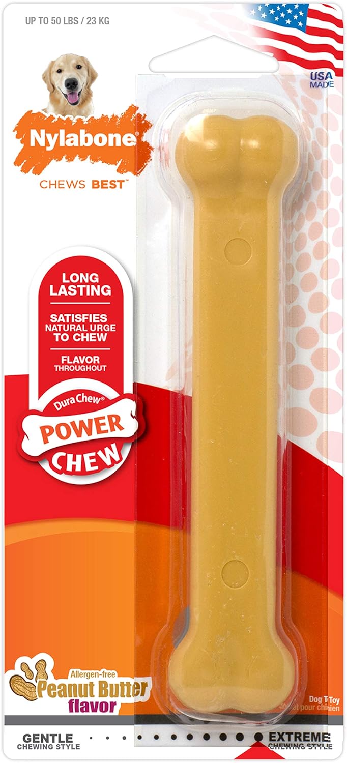 Nylabone Dura Chew Peanut Butter Giant – Long-Lasting Nylon Chew Bone for Large Dogs UAE