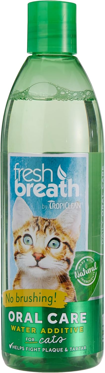 TropiClean Fresh Breath Dental Health Solution for Cats, 16oz