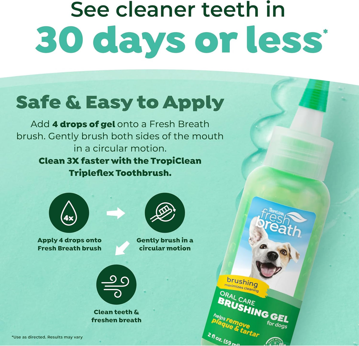 TropiClean Fresh Breath Dental & Oral Care Brushing Gel for Dogs, 2oz