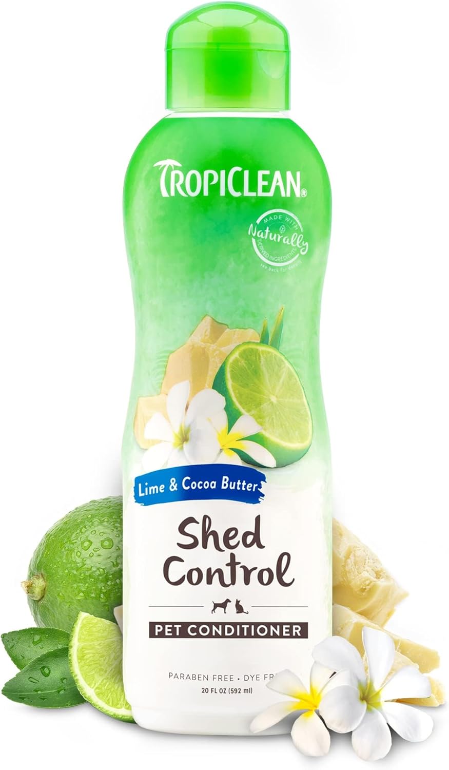 TropiClean Lime & Cocoa Butter Shed Control Conditioner for Pets, 20oz