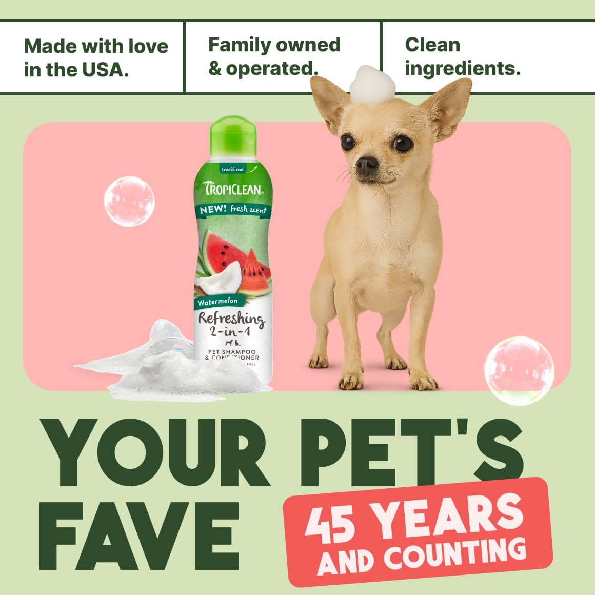 TropiClean Watermelon Refreshing 2-in-1 Pet Shampoo & Conditioner