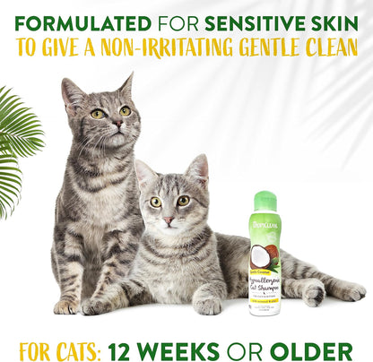 TropiClean Gentle Coconut Hypoallergenic Cat and Kitten Shampoo, 12oz