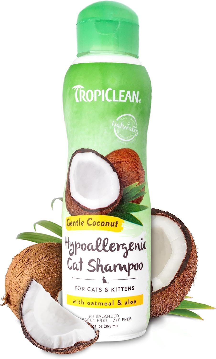 TropiClean Gentle Coconut Hypoallergenic Cat and Kitten Shampoo, 12oz