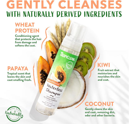 TropiClean Papaya Waterless Shampoo for Pets, 7.4oz