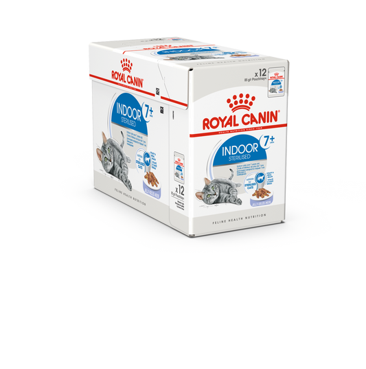 Royal Canin Feline Health Nutrition Indoor 7+ Sterilised Jelly (WET FOOD - Pouches) Pack of 12