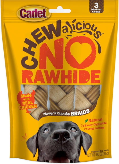 Cadet 3 pk Medium Chewy N Crunchy Braids Dog Treats & Chews