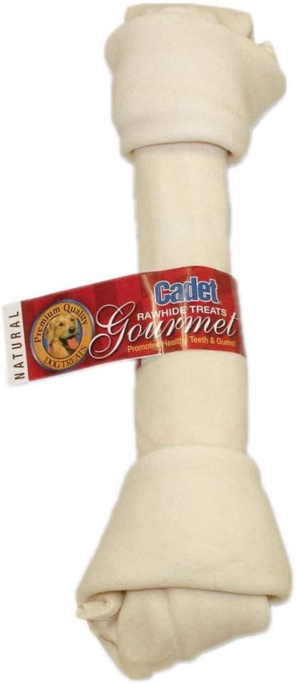 Cadet 10-11" Beef Hide (Rawhide) Knotted Bone Dog Treats & Chews