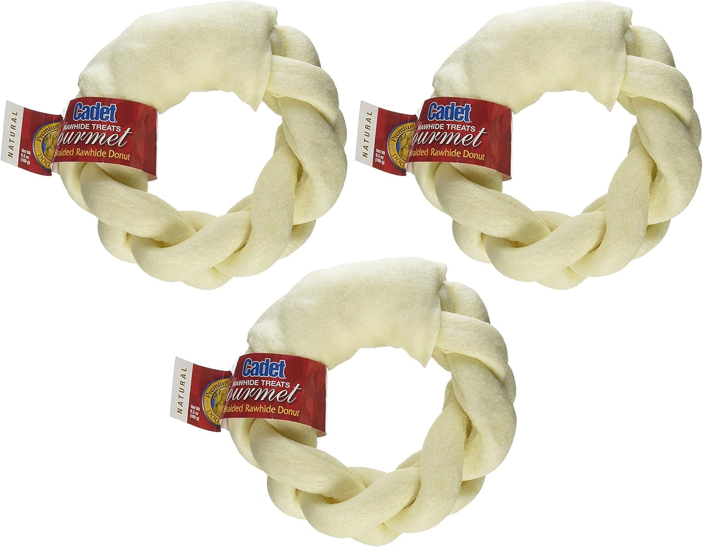 Cadet 5" Braided Beef Hide (Rawhide) Donut Dog Treats & Chews