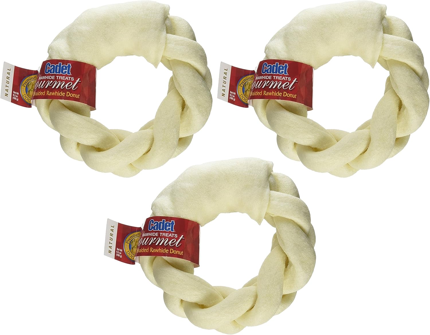 Cadet 5" Braided Beef Hide (Rawhide) Donut Dog Treats & Chews