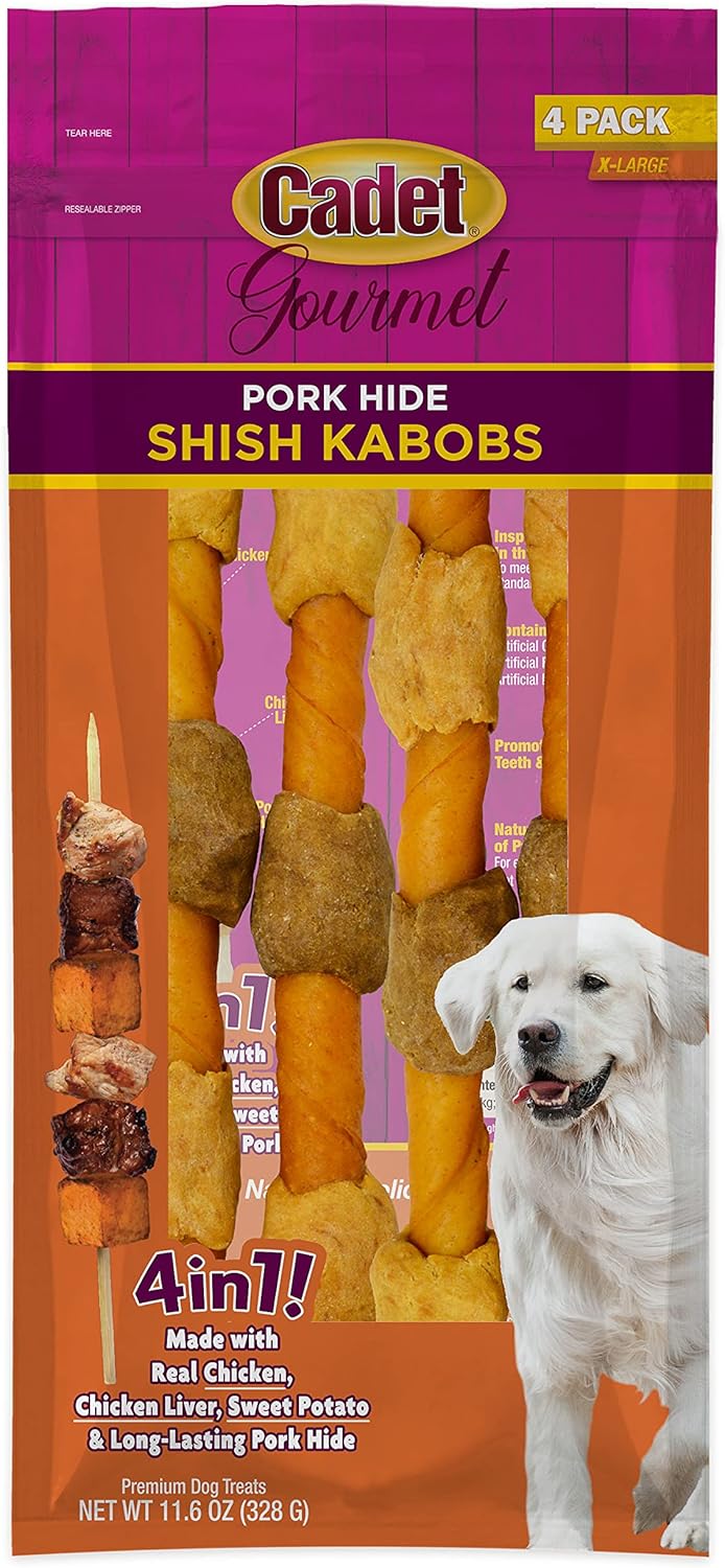 Cadet XL Pork Hide Shish Kabobs 4pk Dog Treats & Chews