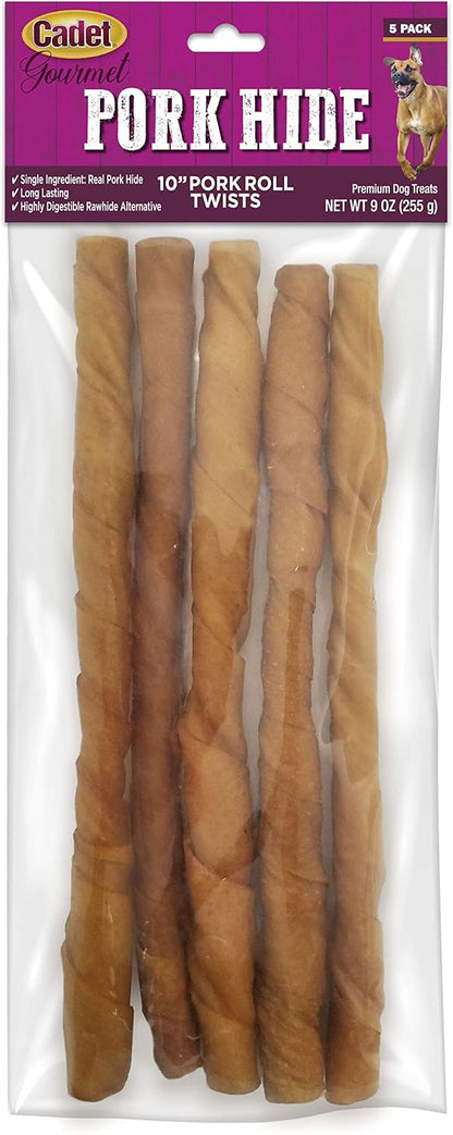 Cadet 10"/5 pk. Pork Roll Twists Dog Treats & Chews