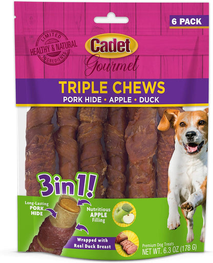 Cadet 6 pk. Duck & Apple Triple Chew Treat Dog Treats & Chews