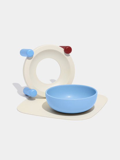 VETRESKA Mist and Merlot Pet Bowl & Mat Set (M)