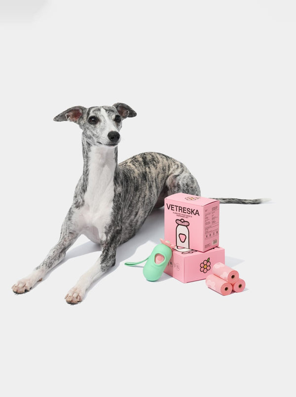 VETRESKA Flora Pet Poop Bags & Dispenser Set (1 Dispenser + 7 Rolls)