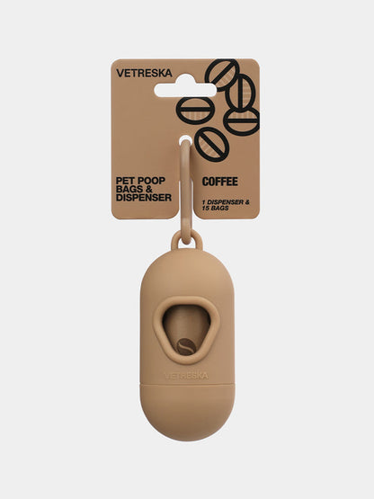VETRESKA Coffee Pet Poop Bags & Dispenser (1 Dispenser + 1 Roll)