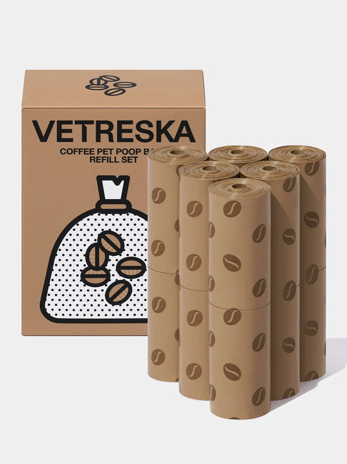 VETRESKA Coffee Pet Poop Bags Refill Set (12 Rolls)