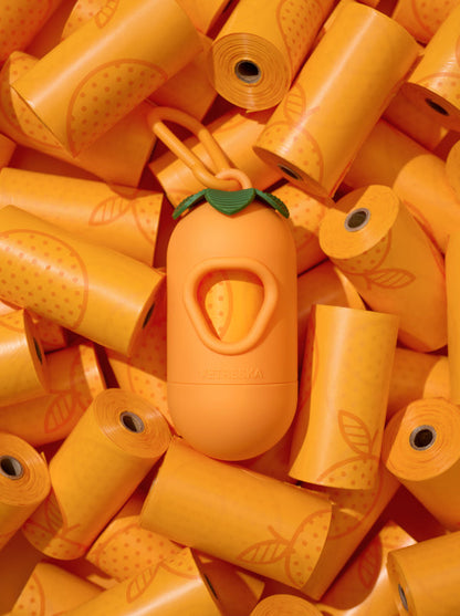 VETRESKA Tangerine Pet Poop Bags & Dispenser (1 Dispenser + 1 Roll)