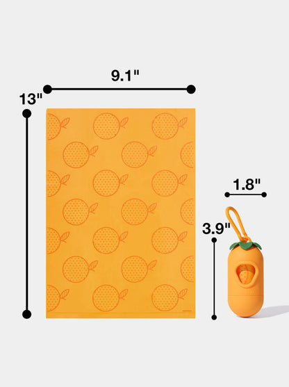 VETRESKA Tangerine Pet Poop Bags & Dispenser (1 Dispenser + 1 Roll)