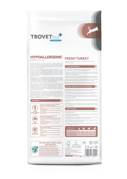 Trovet Plus Kitten Hypoallergenic Turkey Dry Food 2.5 Kg
