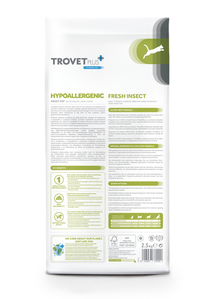 Trovet Plus Adult Cat Hypoallergenic Insect Dry Food 2.5 Kg