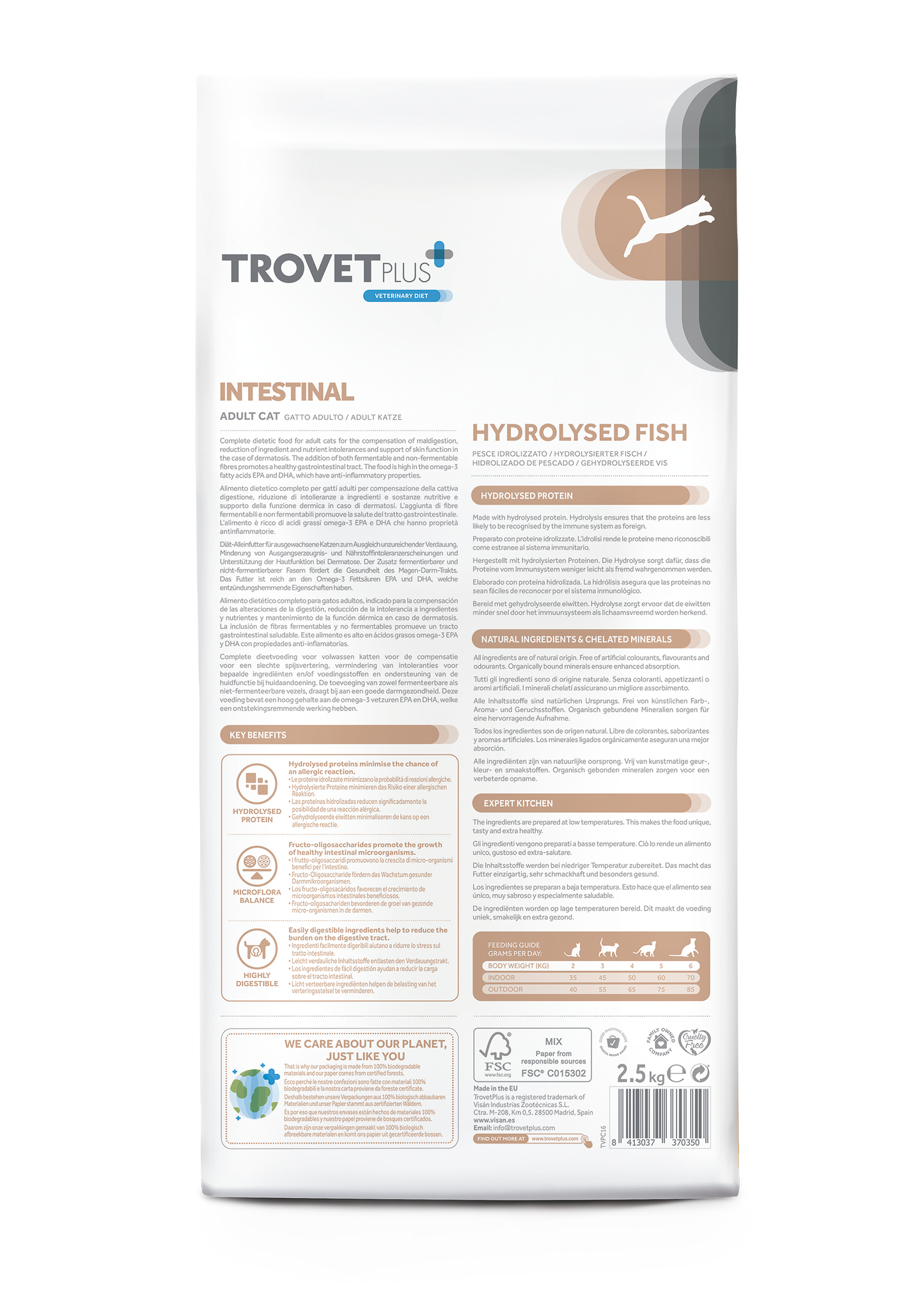 Trovet Plus Adult Cat Intestinal Hydrolised White Fish Dry Food 2.5 Kg