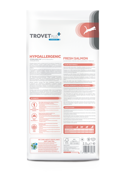 Trovet Plus Sterilised Hypoallergenic Salmon Dry Food 2.5 Kg