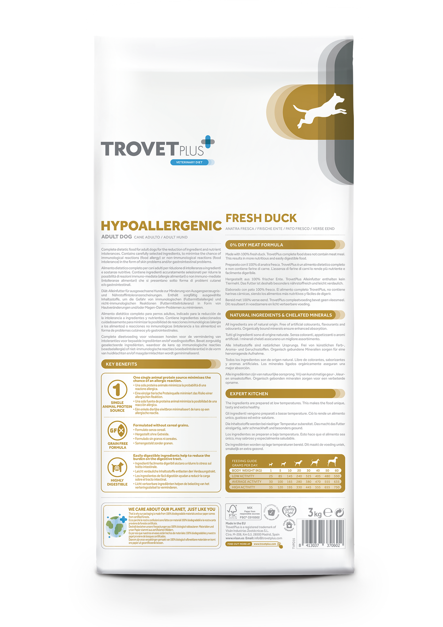 Trovet Plus Adult Dog Hypoallergenic Duck Dry Food 3 Kg