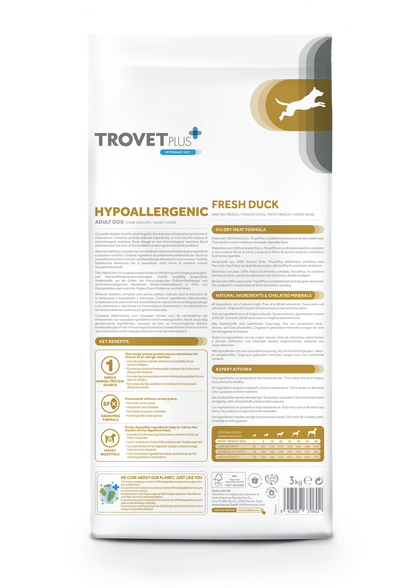 Trovet Plus Adult Dog Hypoallergenic Duck Dry Food 3 Kg