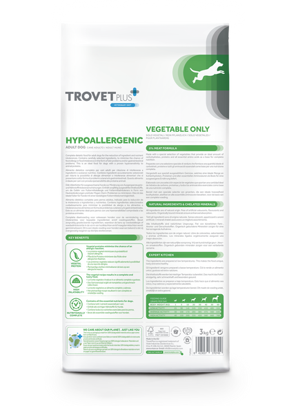 Trovet Plus Adult Dog Hypoallergenic Vegetable Only Dry Food 10 Kg