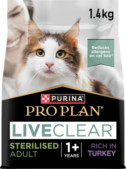 Pro Plan STERILIZED CAT TURKEY LIVECLEAR DRY FOOD 1.4kg