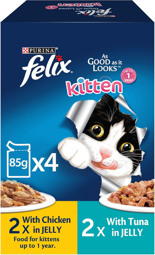 Purina Felix Chicken + Tuna Jelly for Kitten - 4 x 85g