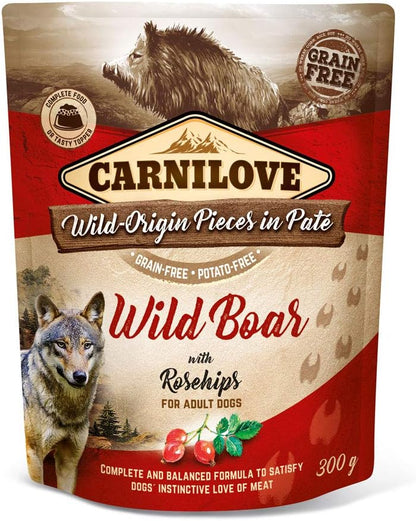 Carnilove Wild Boar with Rosehip for Adult Dogs (Wet Food Pouches) 300g