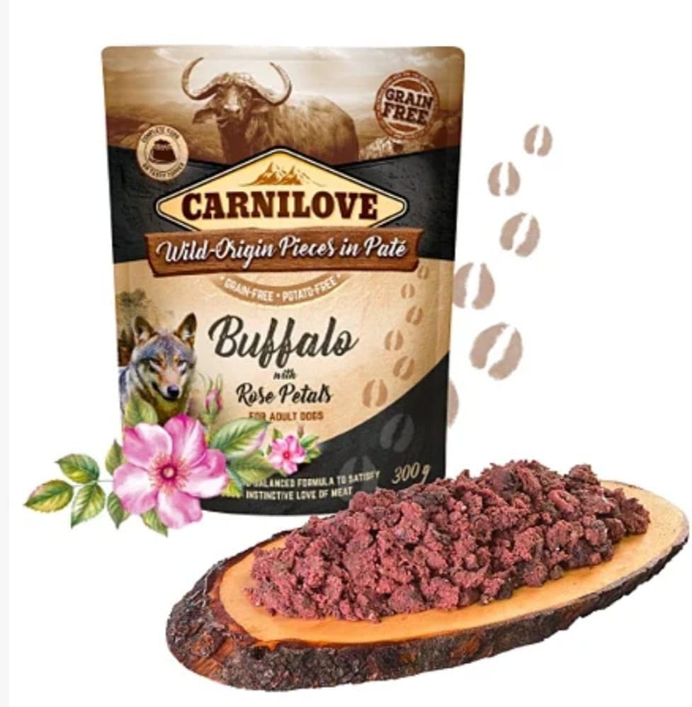 Carnilove Buffalo with Rose Blossom for Adult Dogs (Wet Food Pouches) 300g