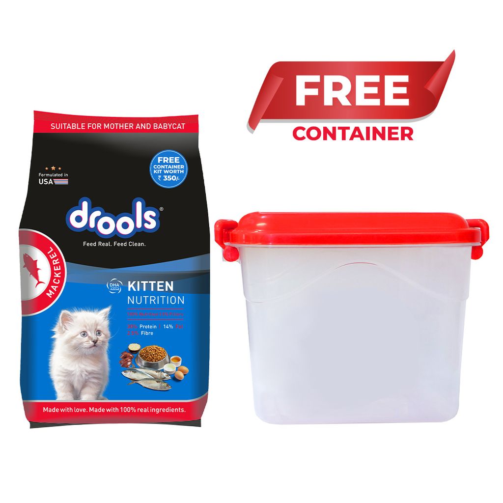 Drools Kitten Mackerel Dry Food 1kg (with Container Free)