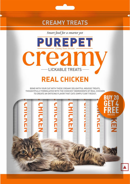 Purepet Creamy Chicken Cat Treats 24x15g (360Gm)