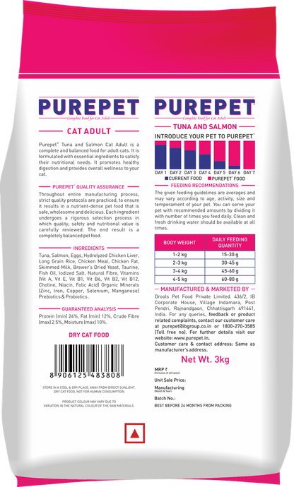 PurePet Cat Tuna & Salmon Dry Food 3kg
