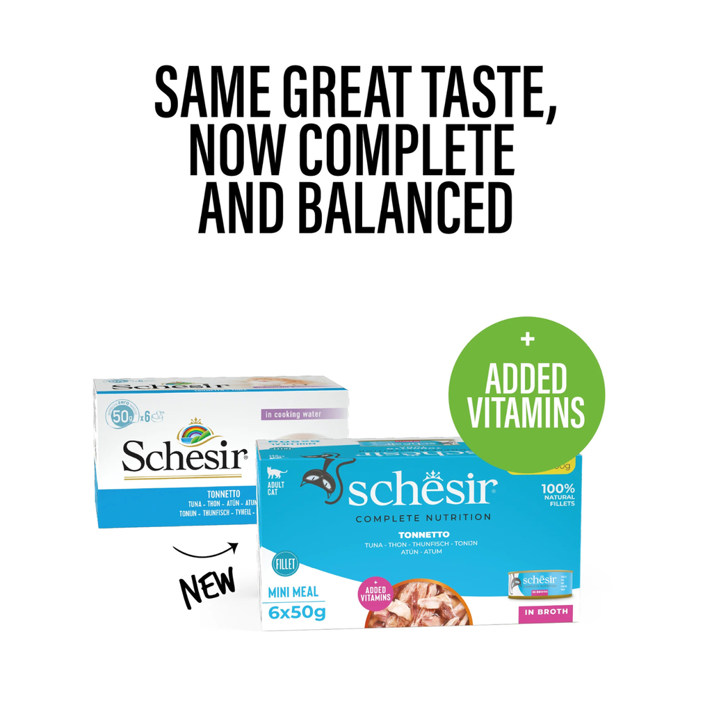 Schesir Complete & Balanced Nutrition Wet Cat Food in Broth Can Multi pack- Tuna-(6X50g)